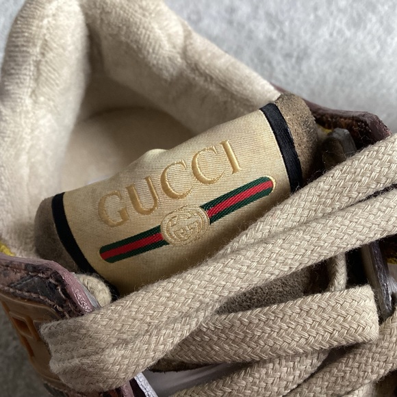 Gucci Ultrapace Sneakers Pink Multi Leather Metallic Reptile Snake Print Sz 36 - Picture 10 of 17